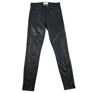 McGuire Jeans Womens 24 Black Faux Leather Skinny Mid Rise Stretch USA Made